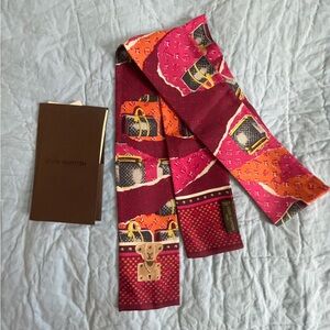 Louis Vuitton Fuchsia and Burgundy 100% Silk Bandeau With Original Receipt